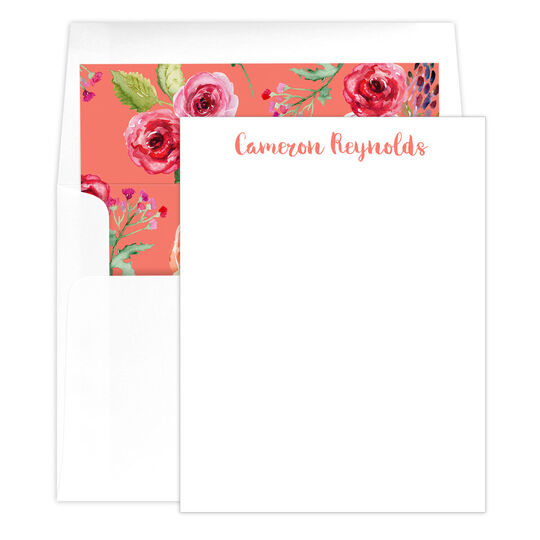 Salmon Floral Bunch Flat Note Cards